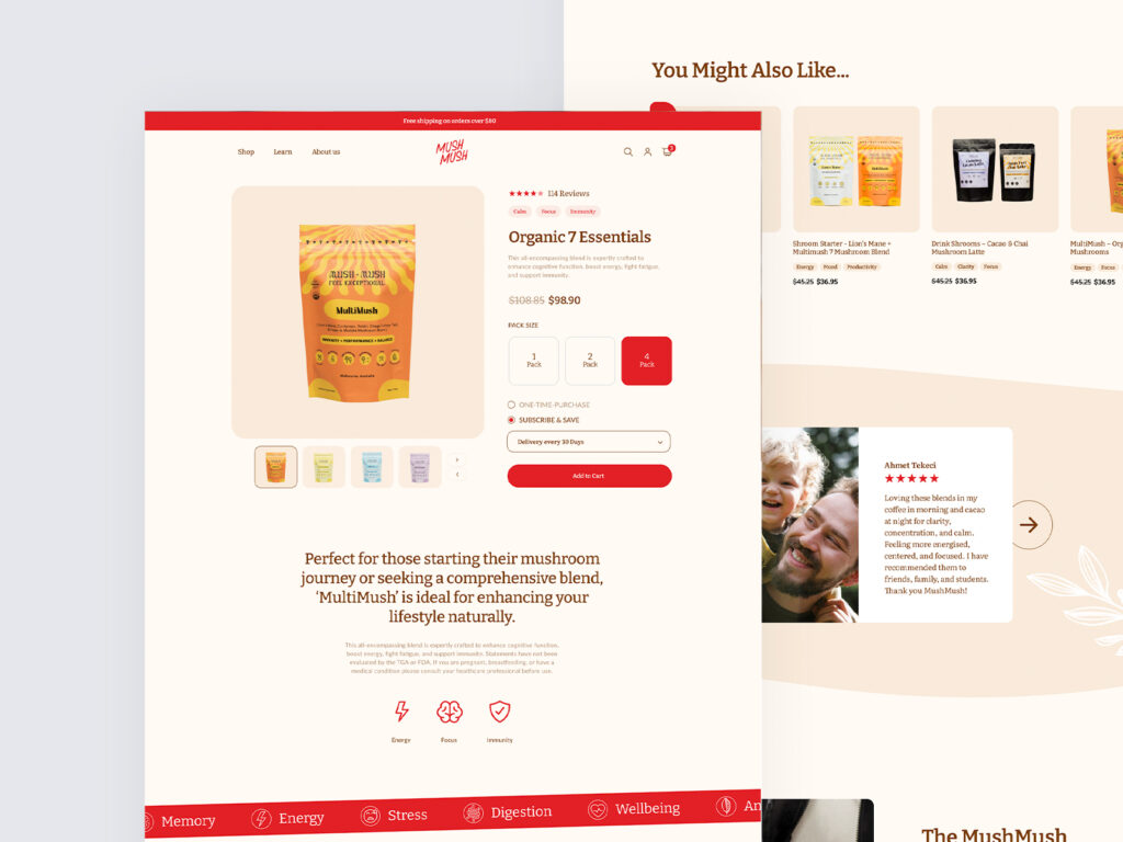 mushmush shopify development product page